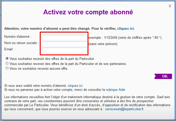 Raison sociale particulier Raison sociale particulier